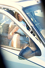 Up skirt in car. Candid cam spyed hot blonde